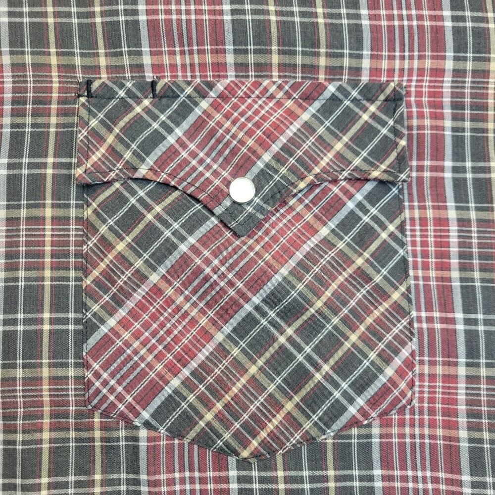 VINTAGE ATB Authentic Western Shirt‎ Plaid Pearl Snap Mens Size 17 34/35 - Picture 4 of 10